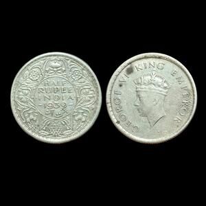 Very Rare British India George VI Silver 1 /2 Rupee 1939 HIGH GRADE Bombay Mint